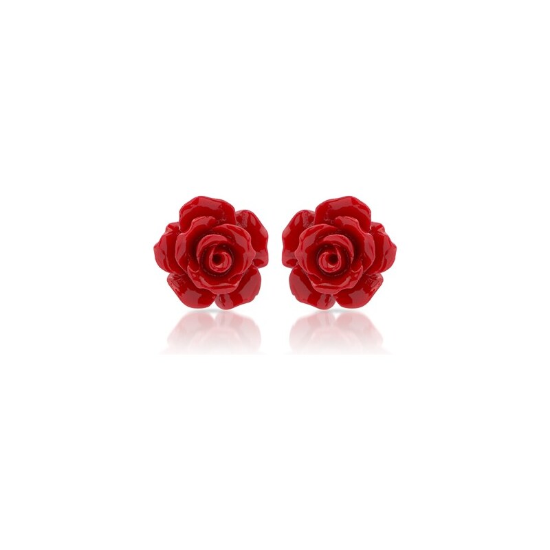 Unique Jewelry Ohrstecker aus 925 Silber Rote Rosen SE0676