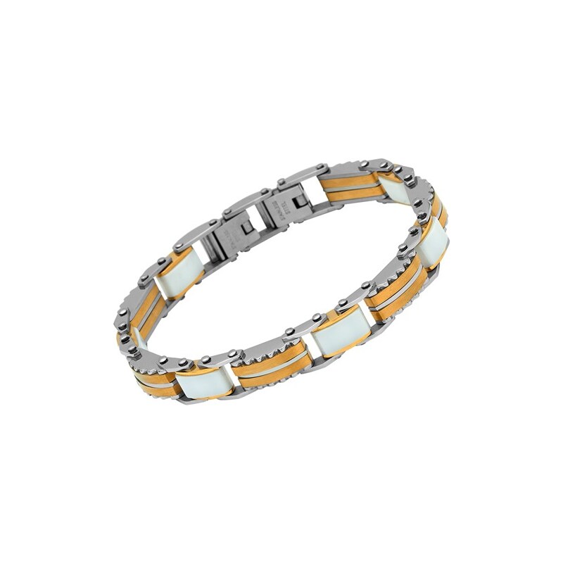 Unique Jewelry Gold-silbern-weißes Armband Edelstahlglieder