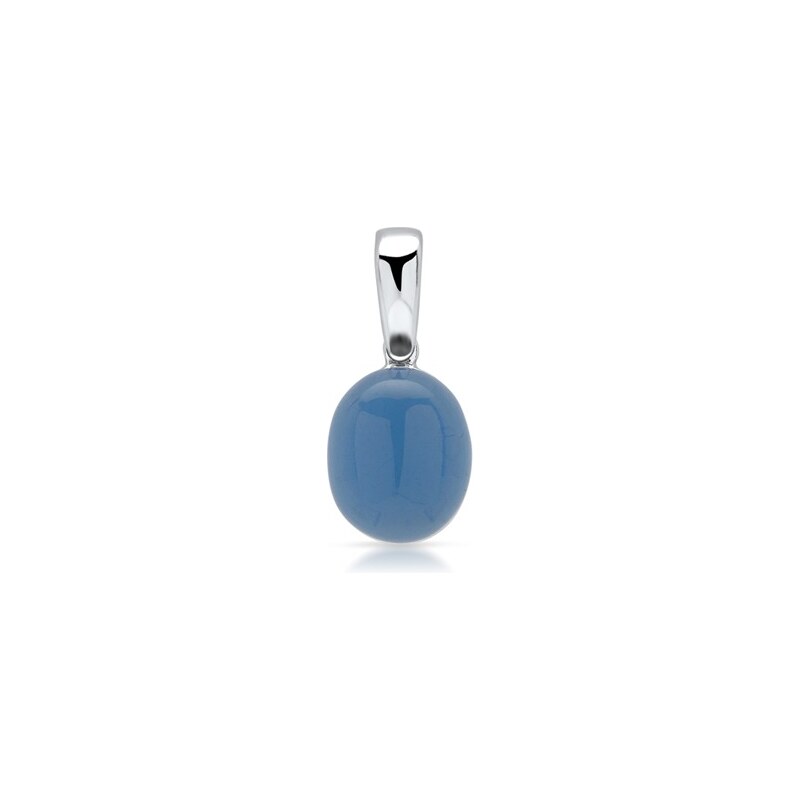 Unique Jewelry Polierter Silber Anhänger mit blauem Zirkonia