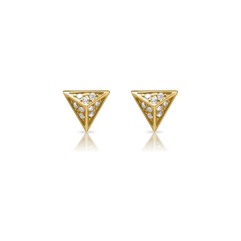 Unique Jewelry Ohrstecker Pyramide 925er Silber vergoldet Zirkonia