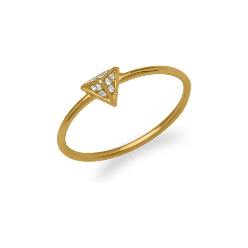 Unique Jewelry Ring Pyramide Zirkonia 925er Silber vergoldet