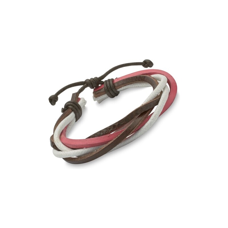 Unique Jewelry Cooles Armband mit Materialmix pink weiß braun