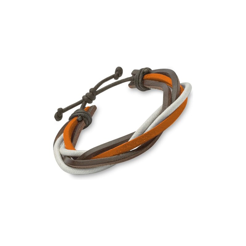 Unique Jewelry Unisex-Armband Leder Textil orange braun weiß