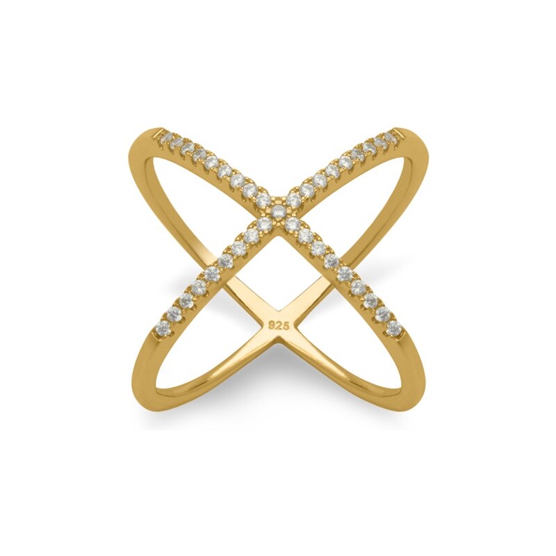 Unique Jewelry Ausdrucksstarker Ring 925er Silber Zirkonia gold
