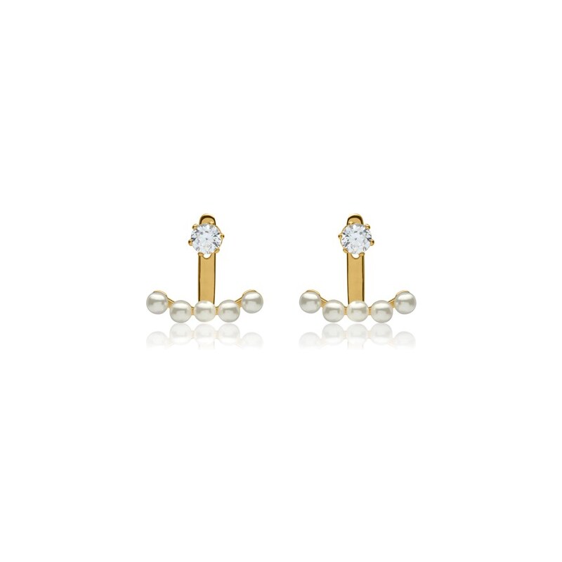 Unique Jewelry Ear Jackets Zirkonia Perlen Silber vergoldet