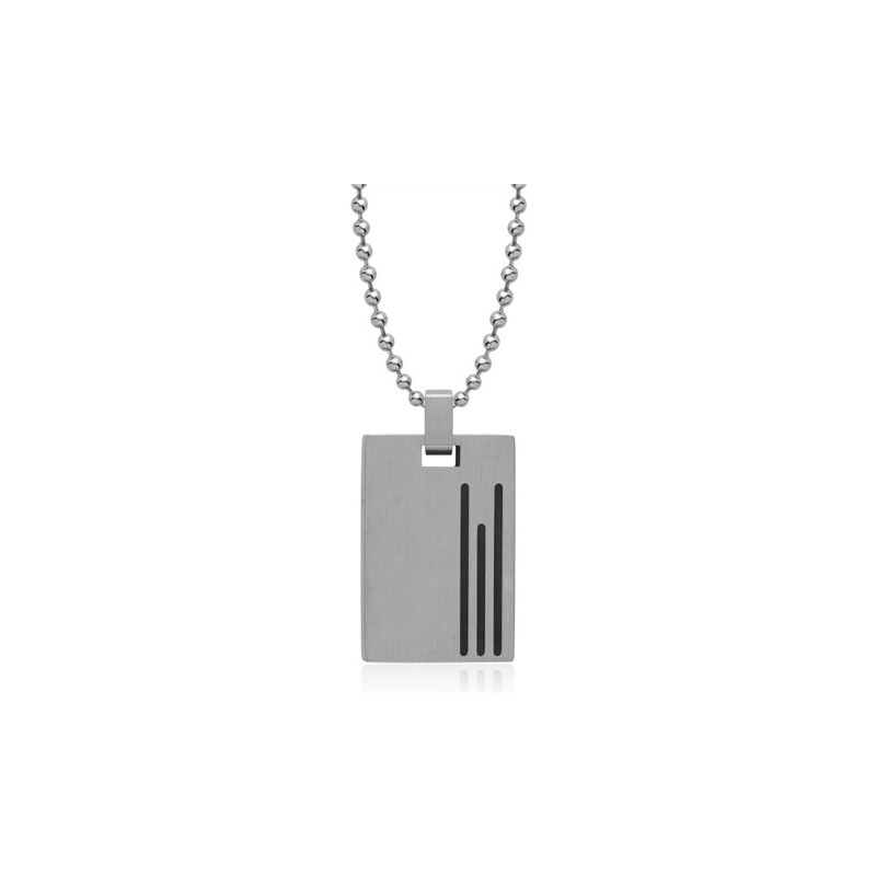 Unique Jewelry Kette mit Edelstahl-Anhänger schwarze Linien