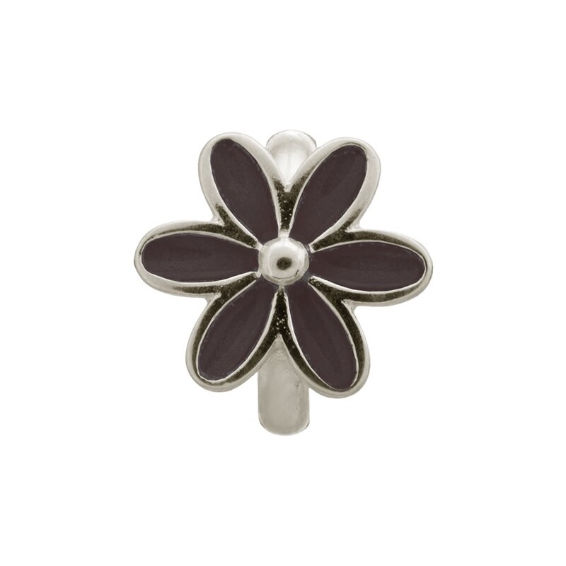 Black Enamel Flower Silver Charm Endless Silber 41155-4