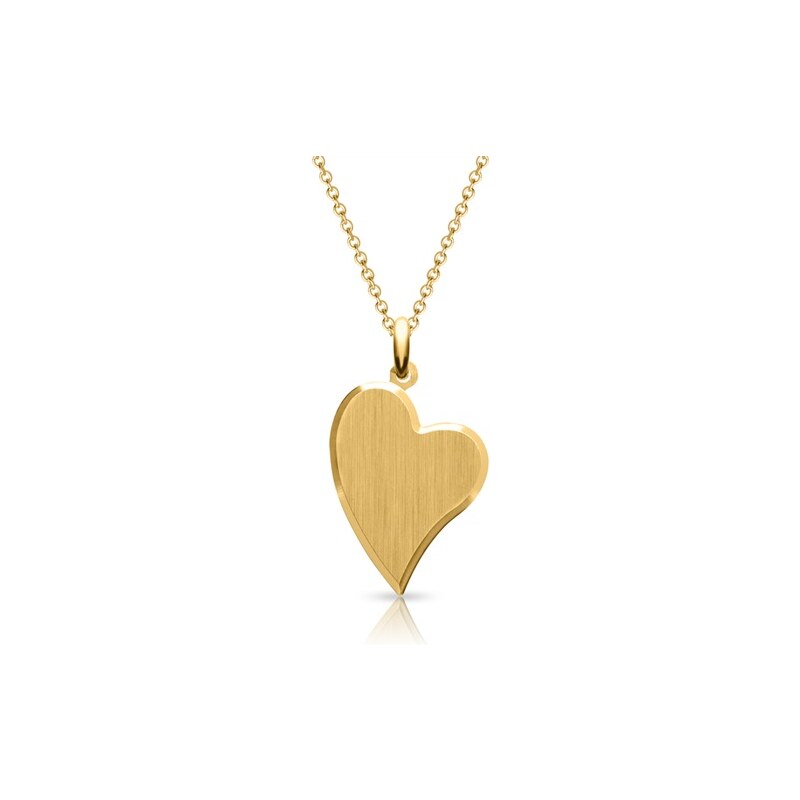 Unique Jewelry Kette gravierbarer Herz-Anhänger 585er Gold