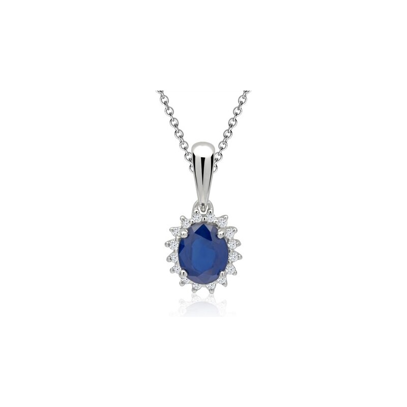 Unique Jewelry Collier mit Saphir und Diamanten 0,567 ct gesamt