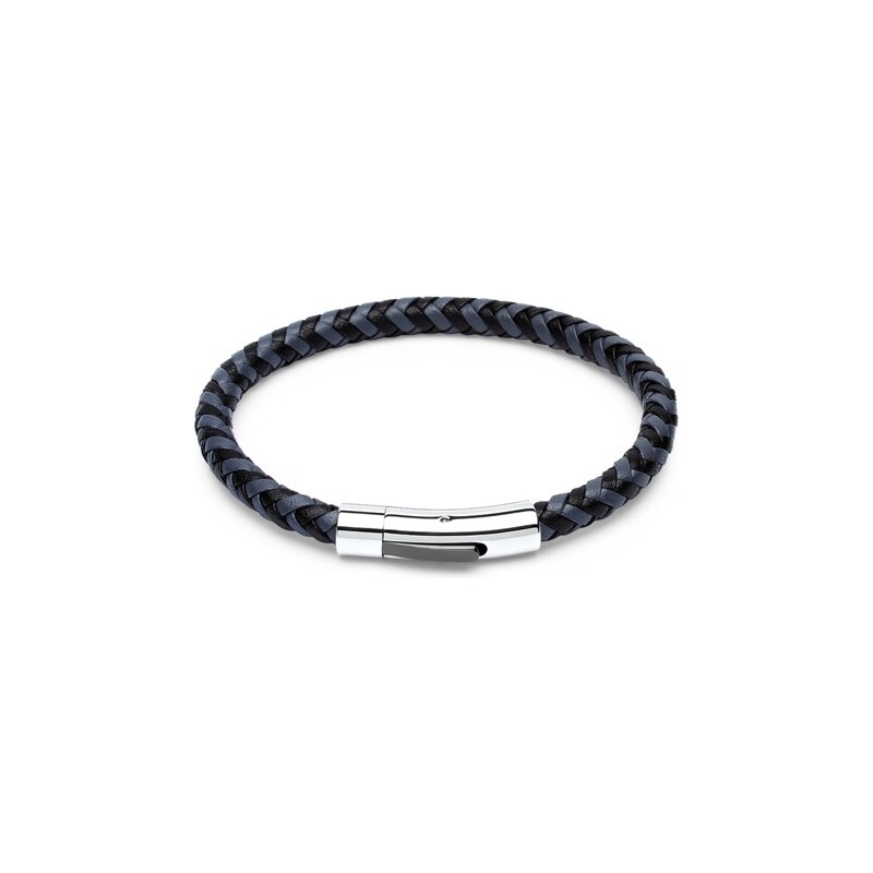Unique Jewelry Geflochtenes Leder-Armband grau/schwarz