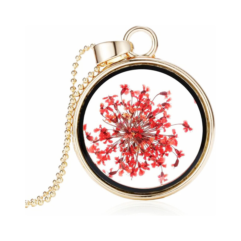 Lesara Halskette mit getrockneter Blume - Fuchsia