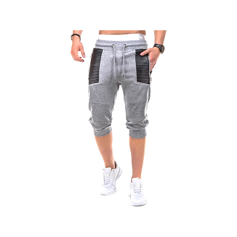 Lesara 3/4-Sweatpants mit Reißverschlusstaschen - Grau - XL