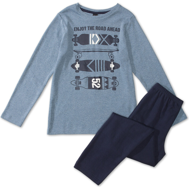 C&A Langärmeliger Baumwoll-Schlafanzug in Blau