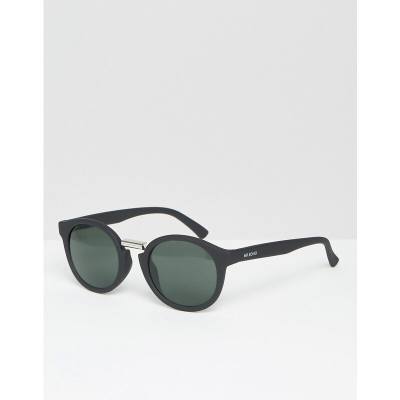 Mr Boho - Fitzroy - Sonnenbrille mit klassischen Gläsern, hergestellt in Italien - Schwarz