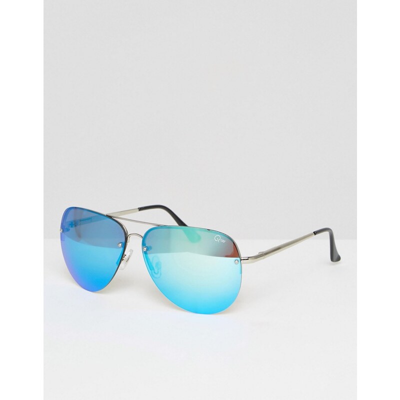 Quay Australia - Muse - Blau verspiegelte Oversize-Pilotenbrille - Blau