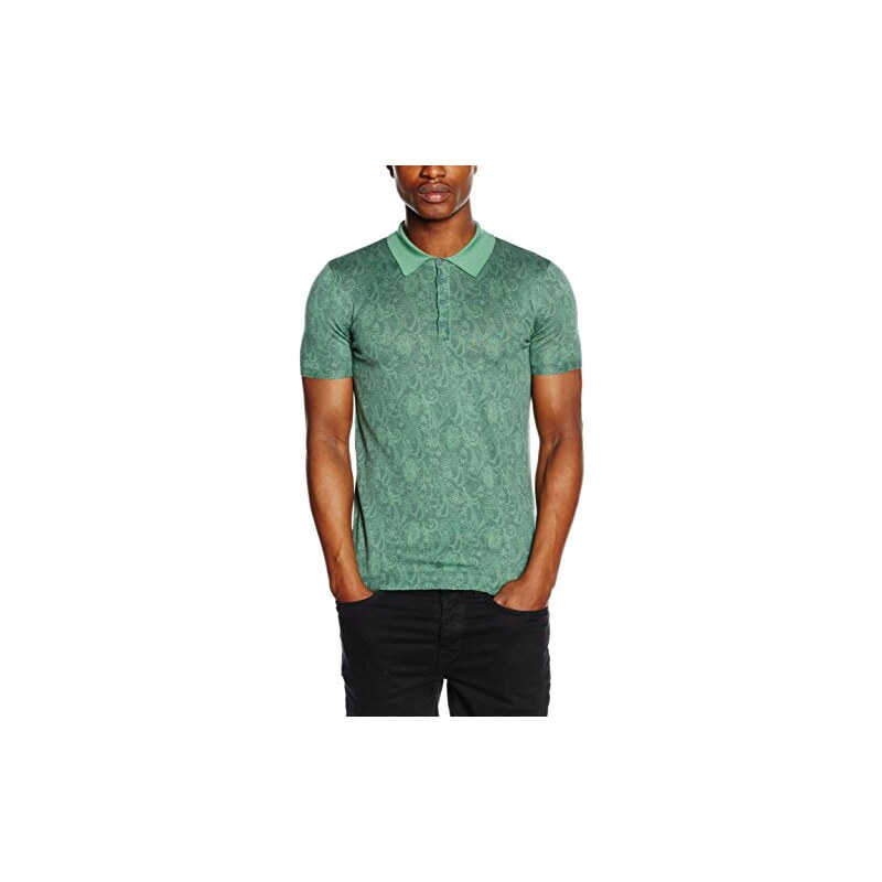 United Colors of Benetton Herren, Poloshirt, Paisley Print Knit Slim Fit
