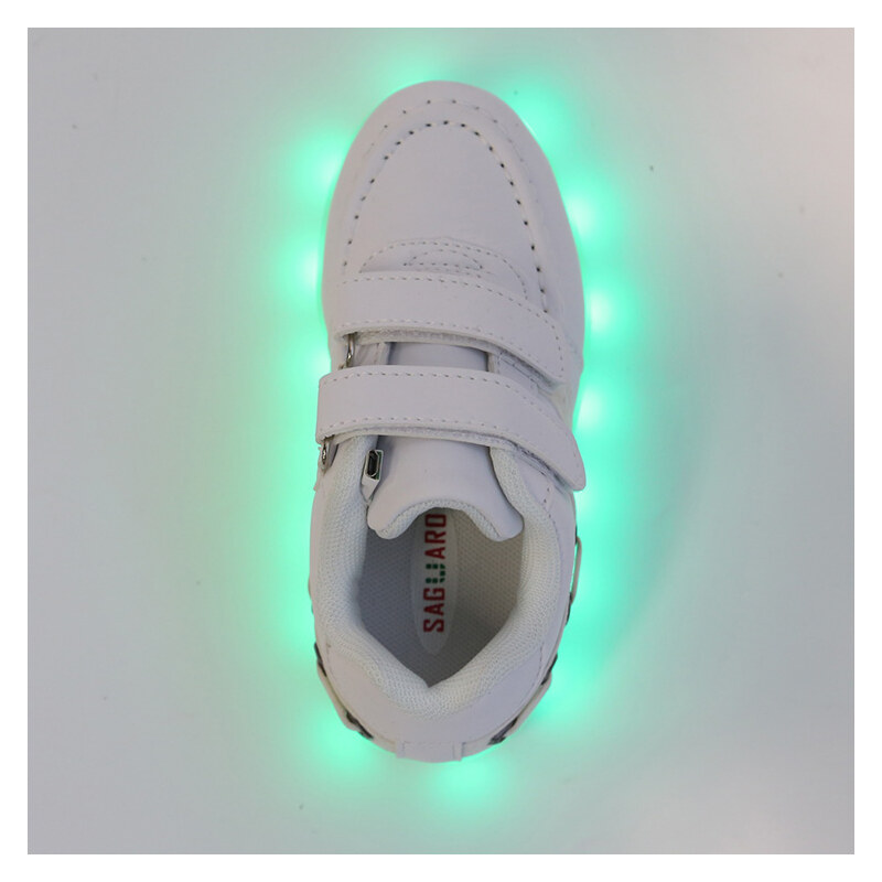 Lesara Kinder-LED-Schuh mit Klettverschluss in Lederoptik - Weiß - 30