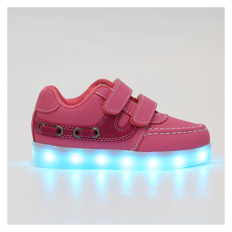 Lesara Kinder-LED-Schuh mit Klettverschluss in Lederoptik - Pink - 29