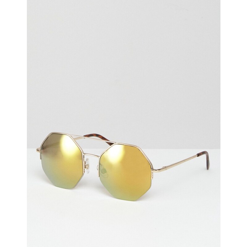 ASOS - Sechseckige, goldene Sonnenbrille - Gold