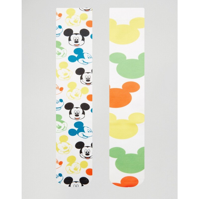 ASOS - Socken mit Mickey Mouse-Muster im 2er-Set - Weiß
