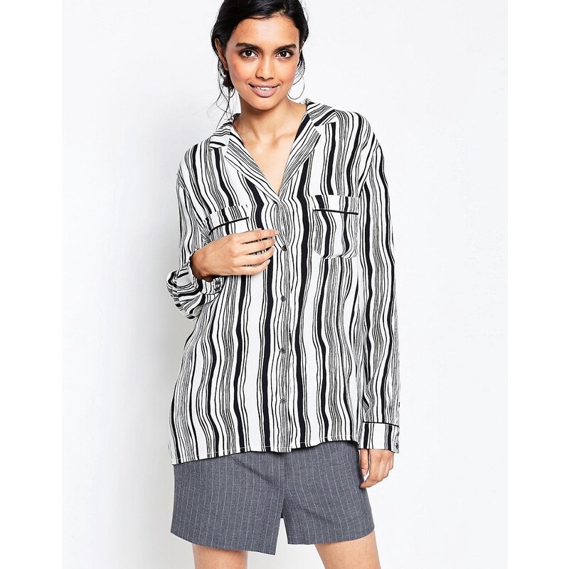 Ganni - Nairobi - Krepp-Bluse mit gewellten Streifen - Mehrfarbig