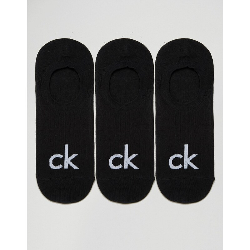 Calvin Klein - Unsichtbare Socken im 3er-Set mit Logo - Schwarz