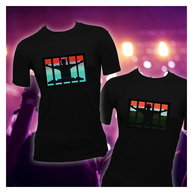 Lesara LED-T-Shirt mit DJ-Motiv - S