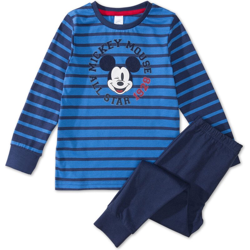 C&A Langärmeliger Mickey Mouse Schlafanzug in Blau / Blau