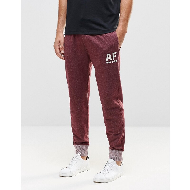 Abercrombie & Fitch - 'Af New York' - Jogginghose mit Bündchen in Weinrot-Meliert - Rot