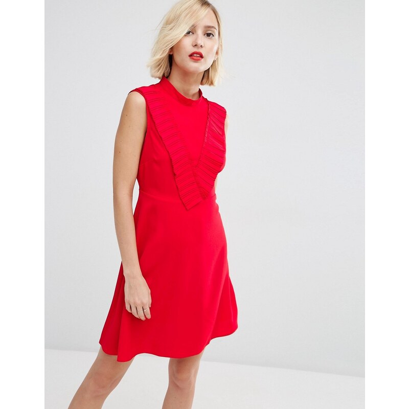 ASOS - Aline - Kleid mit plissierter Passe vorne - Rot