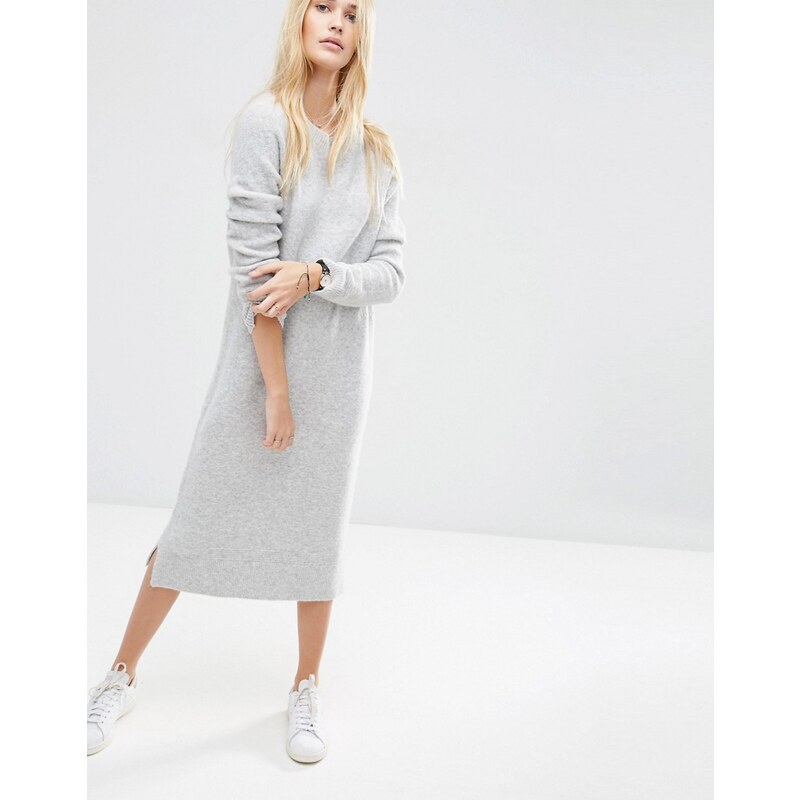 ASOS - Midi-Pulloverkleid aus Wollmischung - Grau