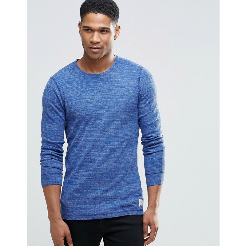 Hollister - Langärmliges Shirt aus Strukturstoff in Marineblau, schmale Passform - Marineblau