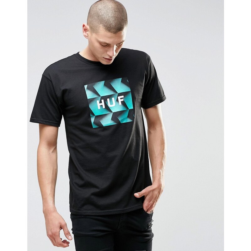 HUF - T-Shirt mit Retro-Print und Box-Logo - Schwarz