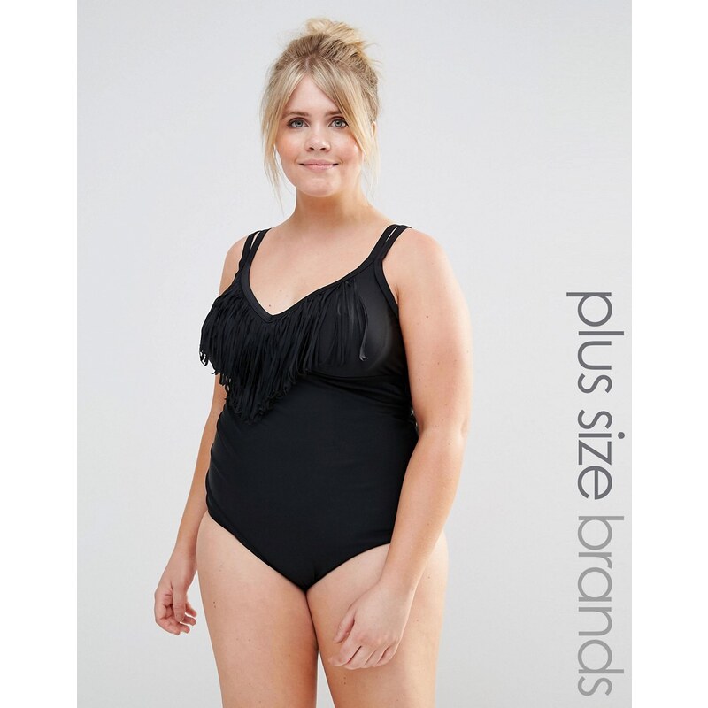 Costa Del Sol Plus Size Swimsuit with Double Strap - Schwarz