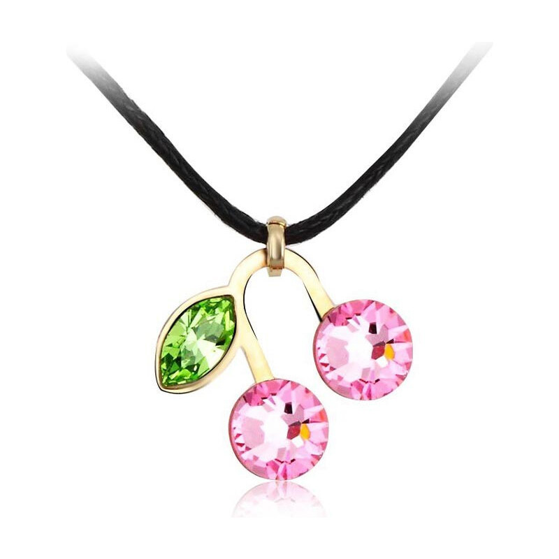Swarovski Elements Halskette mit Swarovski® Elements-Anhänger im Kirsch-Design - Pink-Gold