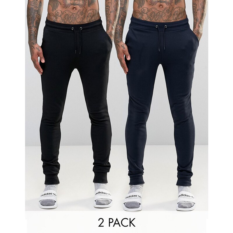 ASOS Loungewear - Superenge Jogginghosen im 2er-Pack, 17% RABATT - Mehrfarbig