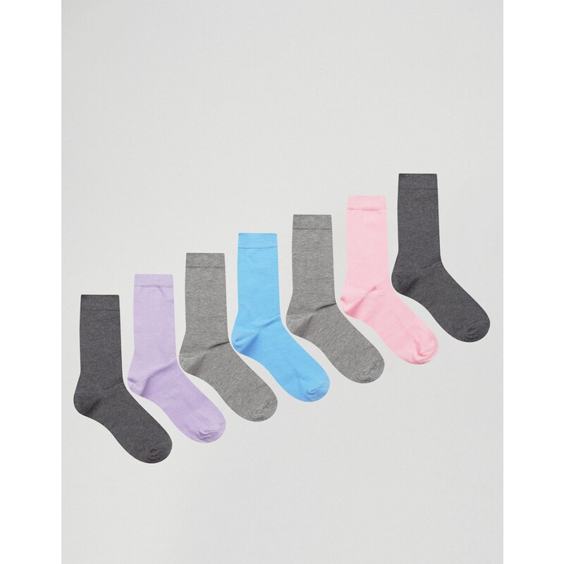 ASOS - Socken in Pastellfarben im 7er-Set - Mehrfarbig