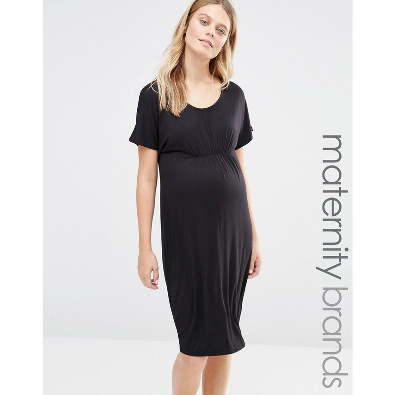 Mama.licious Mamalicious - Kurzärmliges Jersey-Kleid mit geraffter Vorderseite - Schwarz