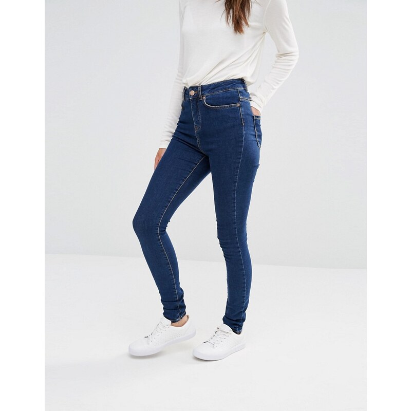 Noisy May - Skinny-Jeans mit hohem Bund - Blau