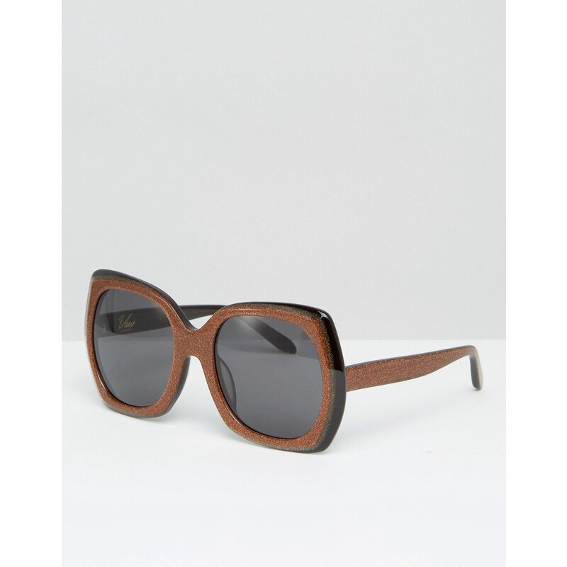 Vow London - Handgefertigte eckige Sonnenbrille im Stil der 70er - Kupfer