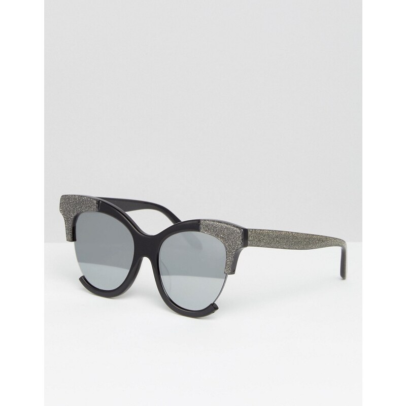 Vow London - Handgefertigte Sonnenbrille mit Katzenaugen und Zierausschnitt - Silber