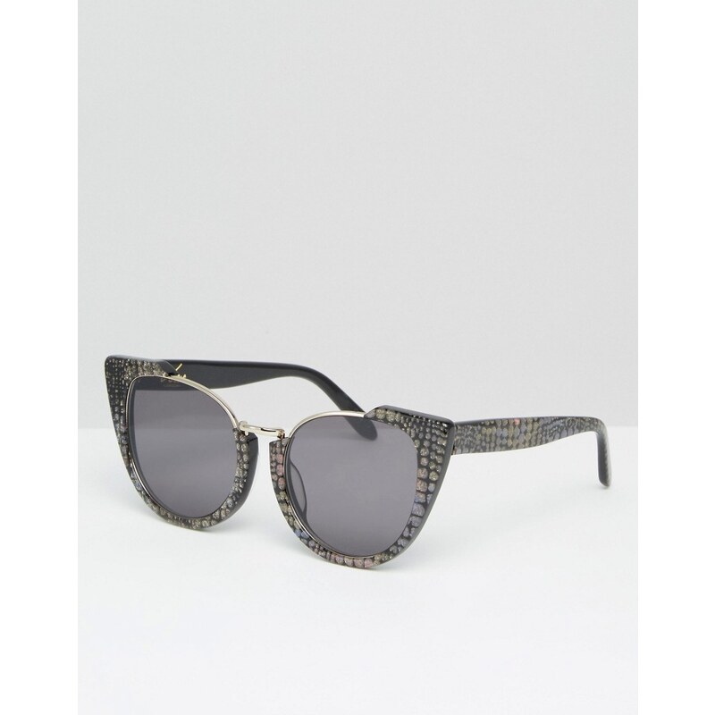Vow London - Handgefertigte Katzenaugen-Sonnenbrille mit abgeschnittener Oberseite - Schwarz