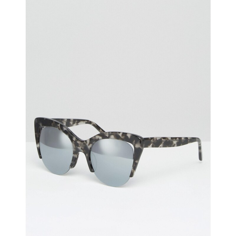Vow London - Handgefertigte Katzenaugen-Sonnenbrille mit Cut-outs - Schwarz