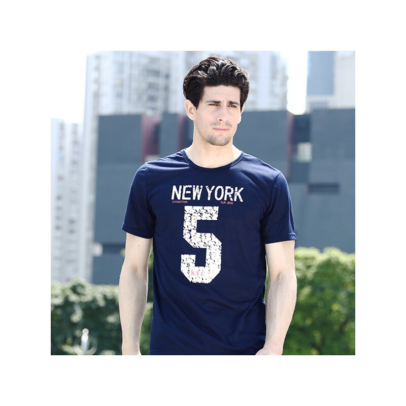 Lesara T-Shirt mit New York-Print - S - Grau
