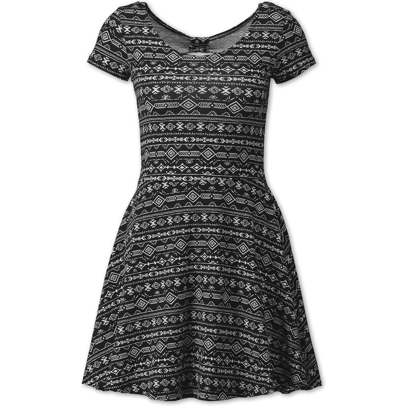 C&A Kleid mit Print in Schwarz / weiß