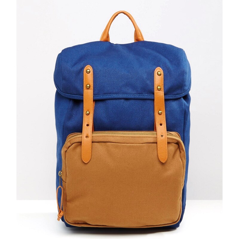 ASOS - Rucksack mit Kontrasttasche - Blau