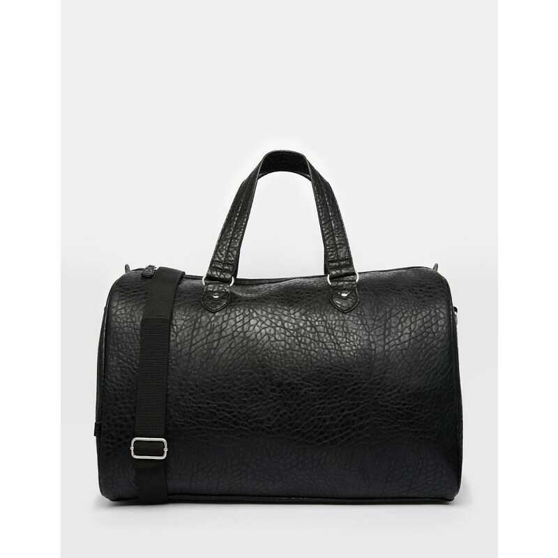 ASOS - Reisetasche aus schwarzem Kunstleder - Grau