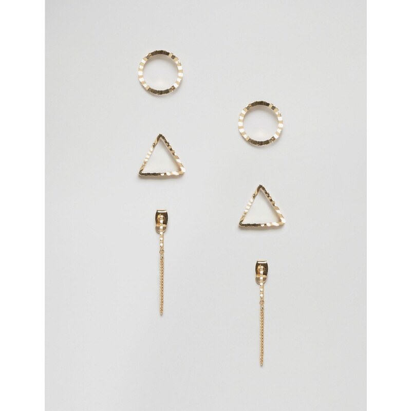 ASOS - Set aus 3 geätzten Ohrringen mit offener Form - Gold