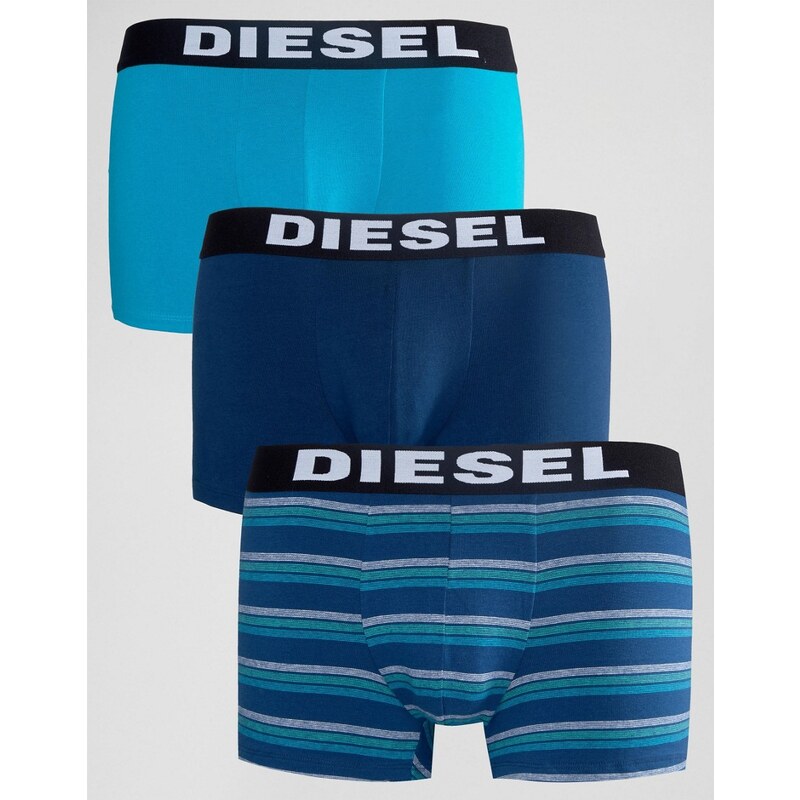 Diesel - Stretchunterhosen aus Baumwolle im 3er-Set mit Streifen - Blau