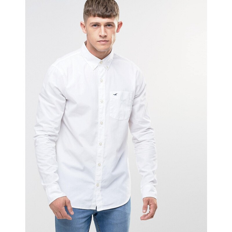 Hollister - Weißes, schmales Popeline-Hemd - Weiß